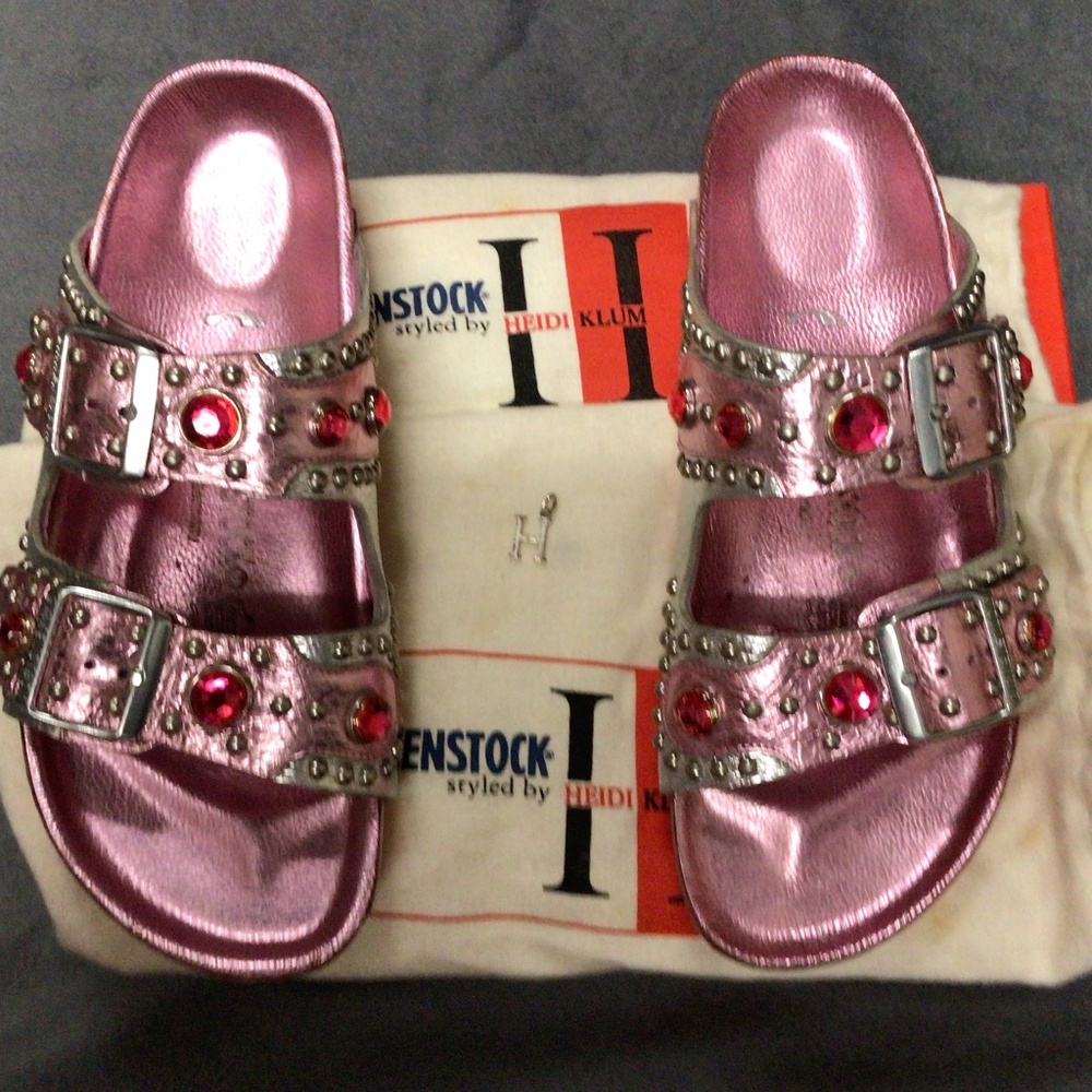 Birkenstocks by Heidi Klum.  Size 40N, Pink and Silver